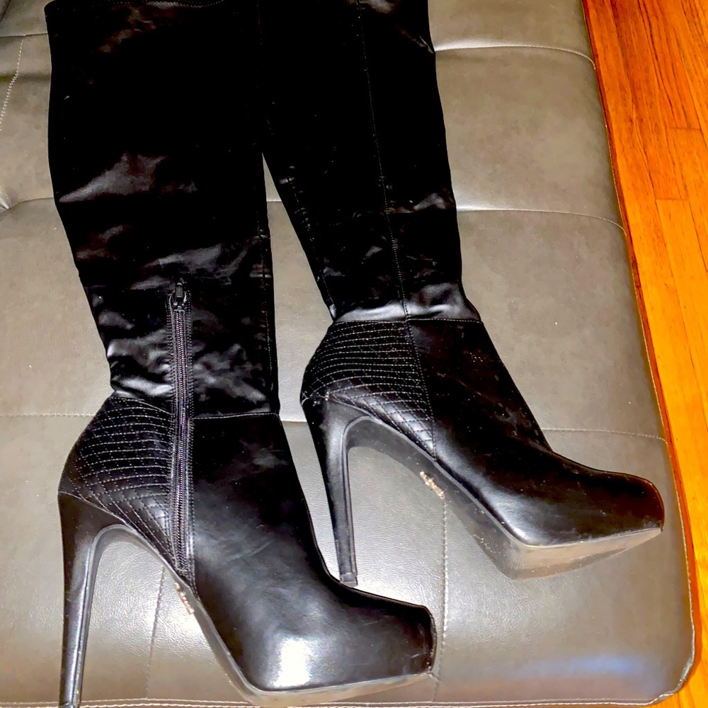 Sexy Black Jennifer Lopez knee high Heeled Boots